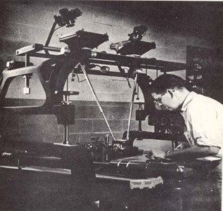  MIT Photogrammetry Laboratory stereoplotter being operated by Bob LaFlamme